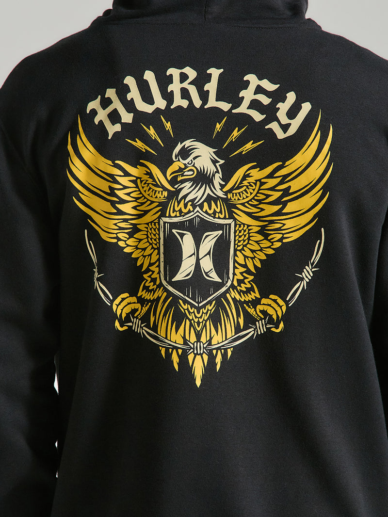 Moletom Canguru Com Zíper Preto Hurley Eagle