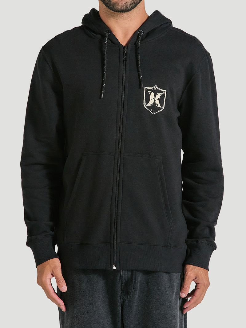 Moletom Canguru Com Zíper Preto Hurley Eagle