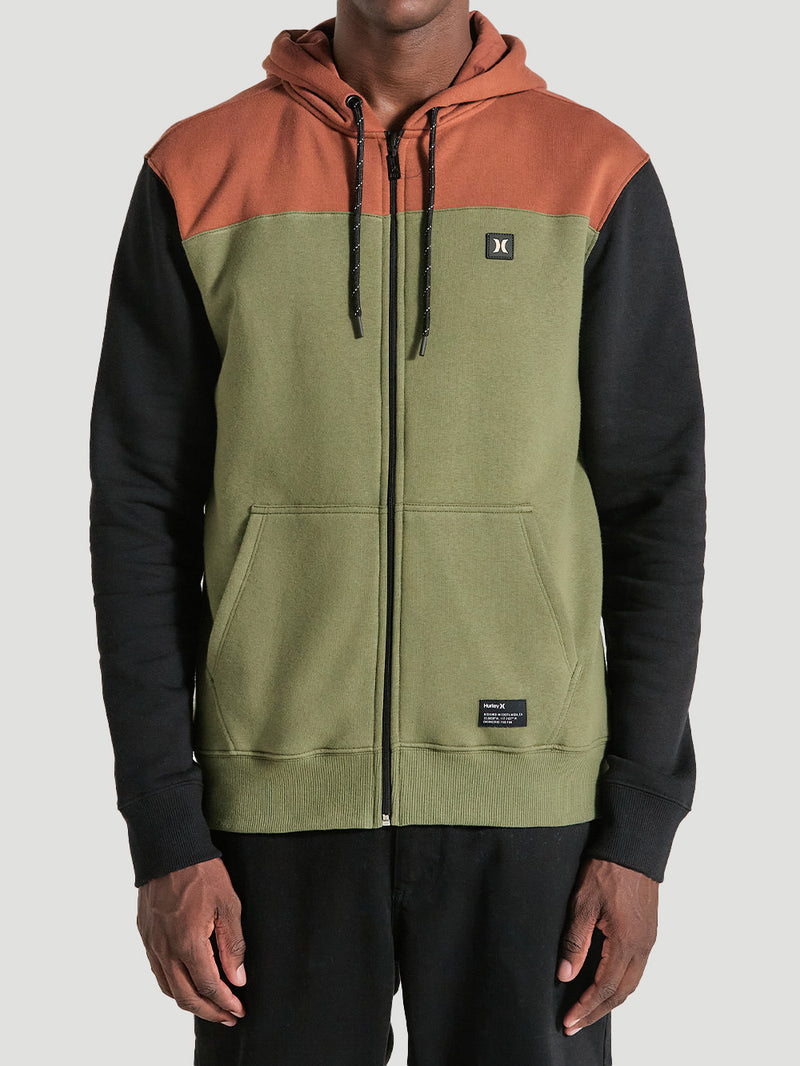 Moletom Canguru Com Zíper Verde Militar Hurley Block