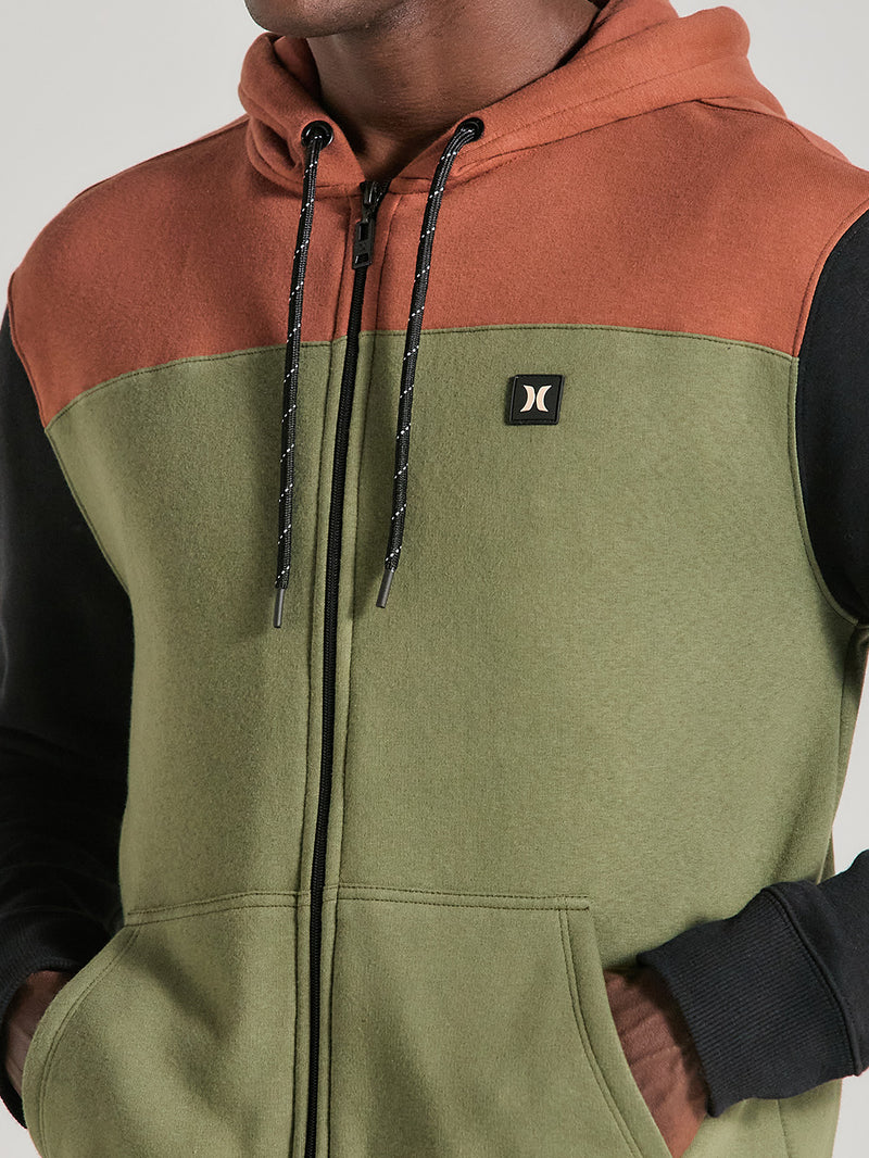 Moletom Canguru Com Zíper Verde Militar Hurley Block