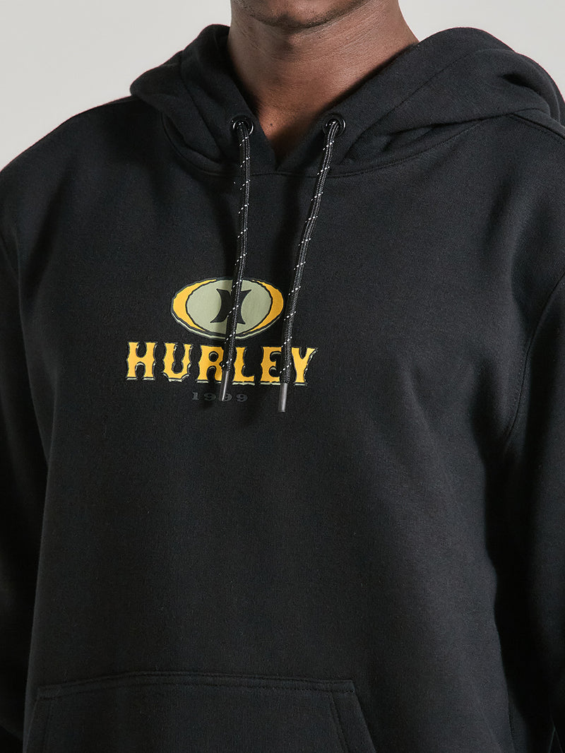 Moletom Canguru Preto Estampado Hurley Retrô Waves