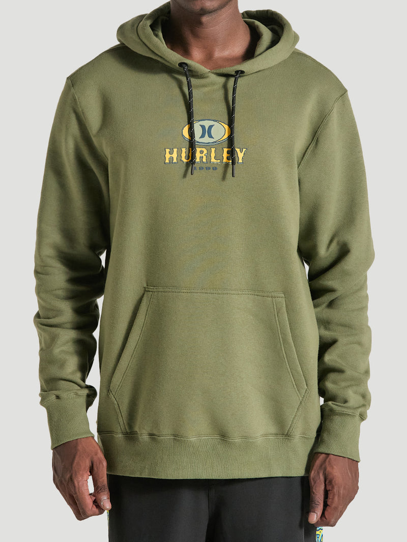 Moletom Canguru Verde Militar Estampado Hurley Retrô Waves