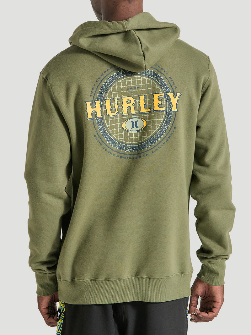 Moletom Canguru Verde Militar Estampado Hurley Retrô Waves