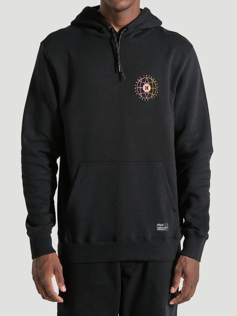 Moletom com Capuz e Bolso Canguru Preto Hurley Level