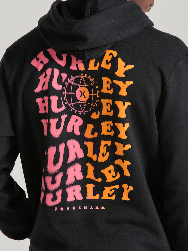 Moletom com Capuz e Bolso Canguru Preto Hurley Level