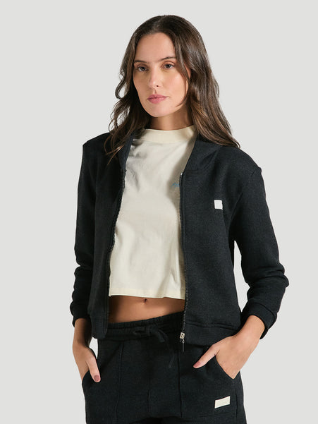 Moletom Cropped Com Zíper Preto Hurley Jaguar