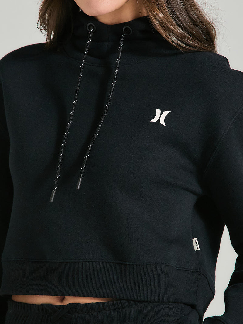 Moletom Cropped Com Capuz Preto Hurley Mini Icon