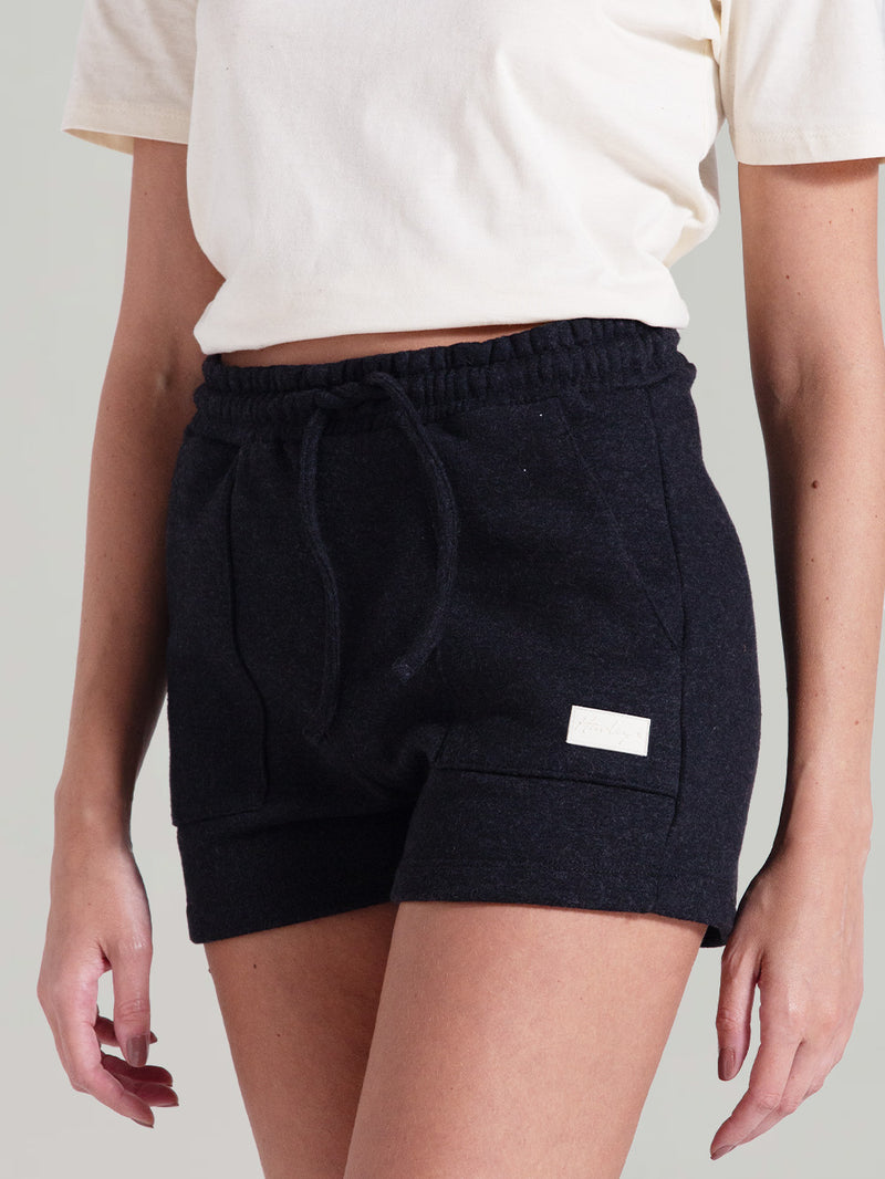 Short de Moletom Feminino Básico Preto Hurley Jaguar