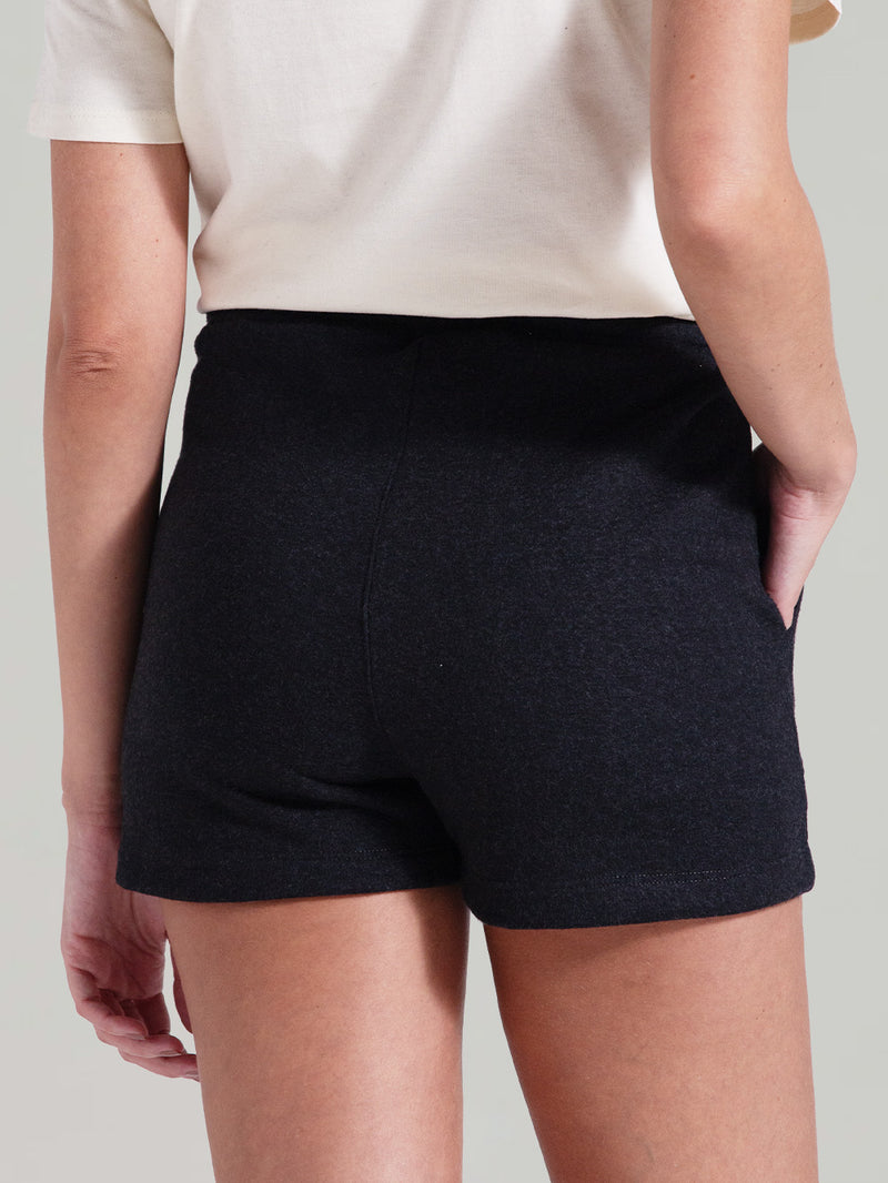 Short de Moletom Feminino Básico Preto Hurley Jaguar