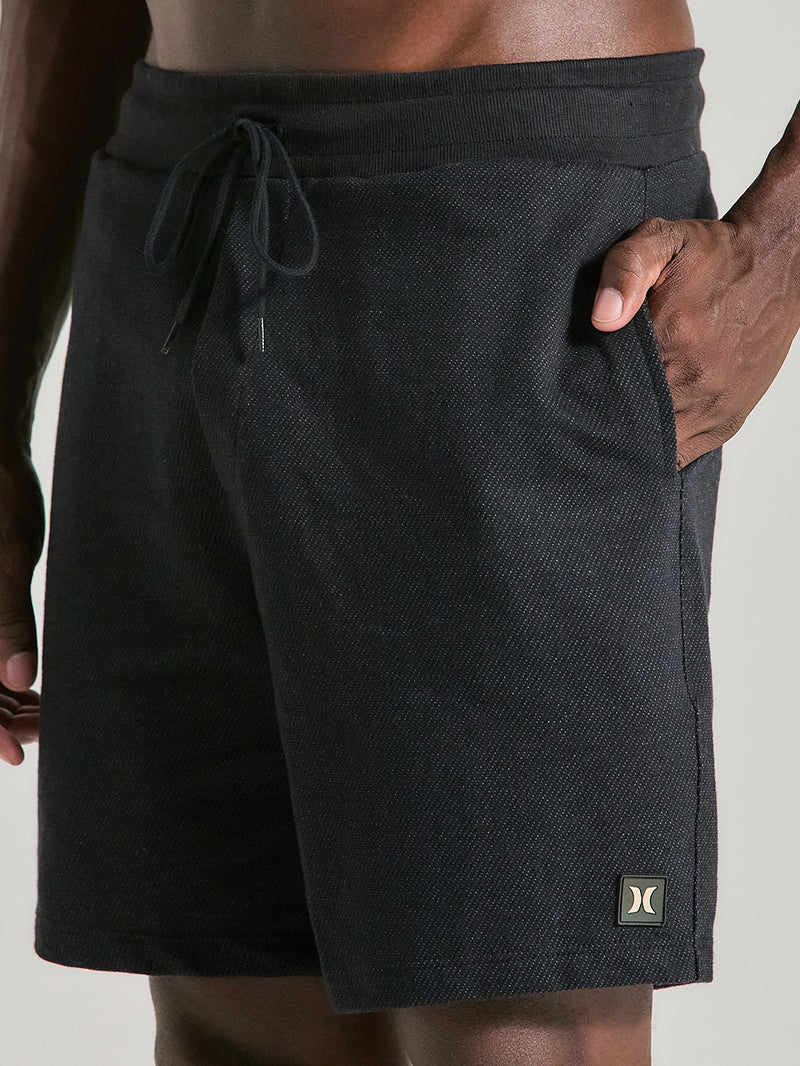 Bermuda Moletom Preta Cargo Hurley Diagonal