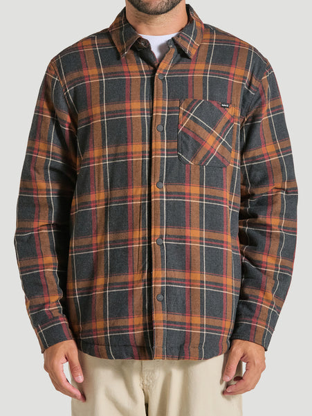 Camisa Flanela Xadrez Forrada Em Sherpa Manga Longa Preta Hurley Lined
