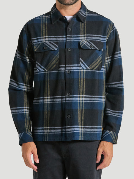 Camisa Flanela Xadrez Manga Longa Preta Hurley Santa Cruz Shoreline