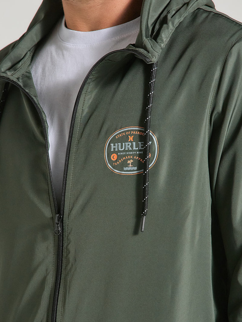 Jaqueta Corta Vento Verde Militar Hurley Bottle
