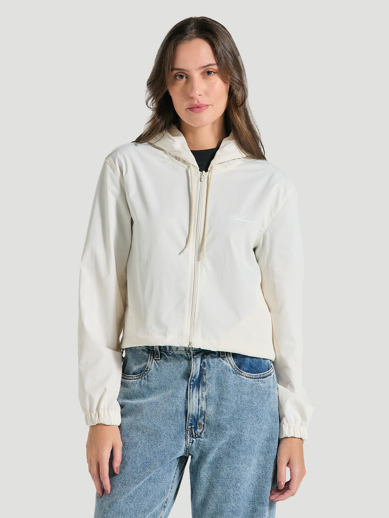 Jaqueta Corta-Vento Feminina Com Capuz Off White Hurley Naturale