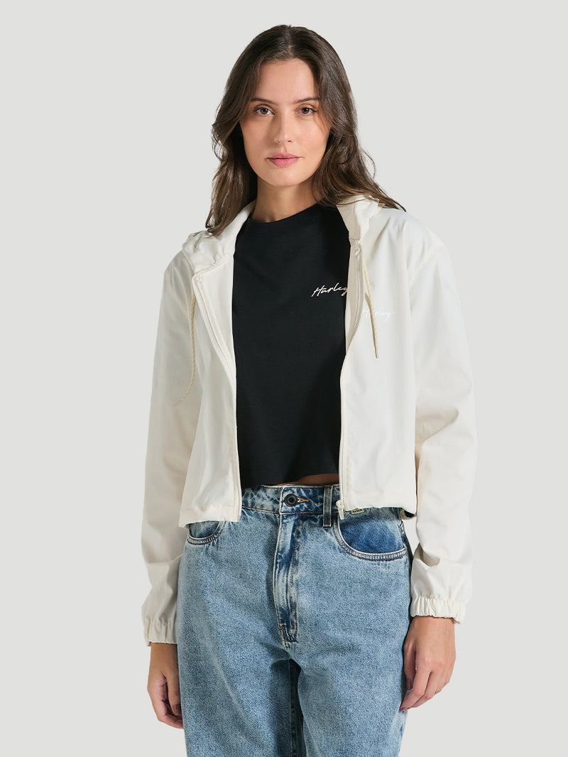 Jaqueta Corta-Vento Feminina Com Capuz Off White Hurley Naturale