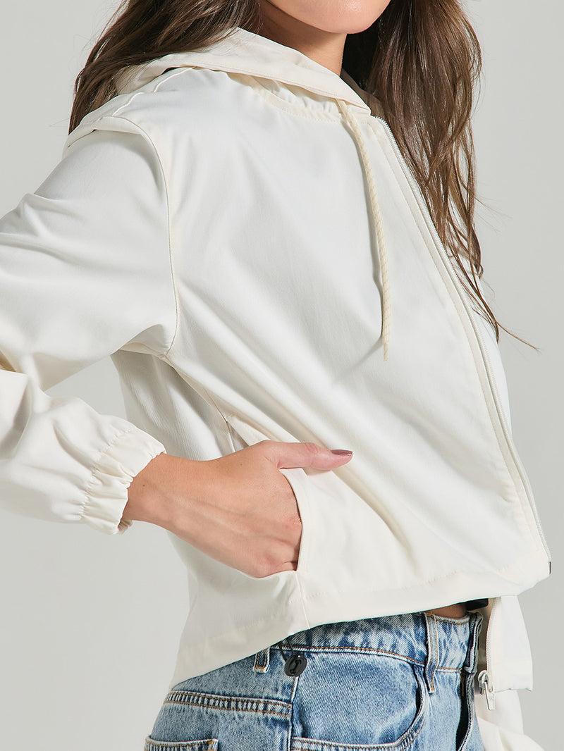 Jaqueta Corta-Vento Feminina Com Capuz Off White Hurley Naturale