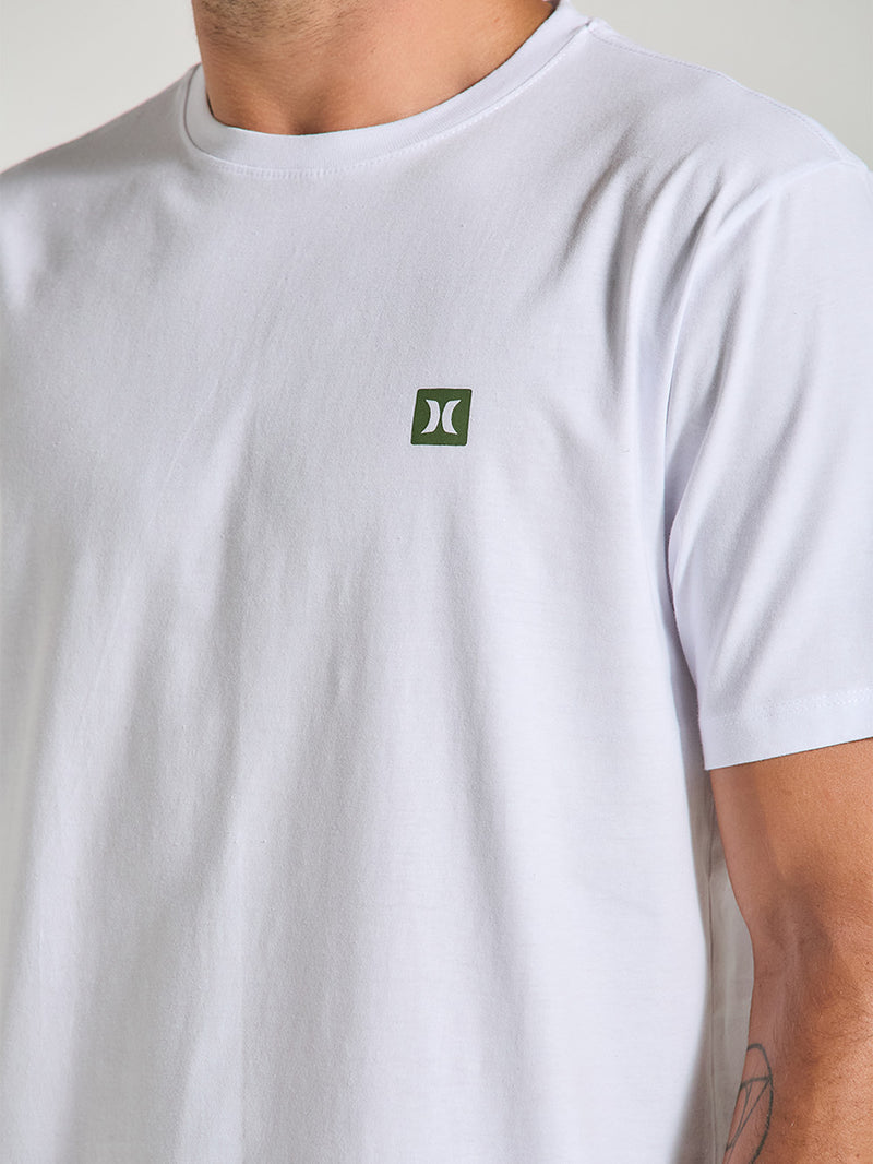 Camiseta em Algodão Branca Hurley Mini Icon