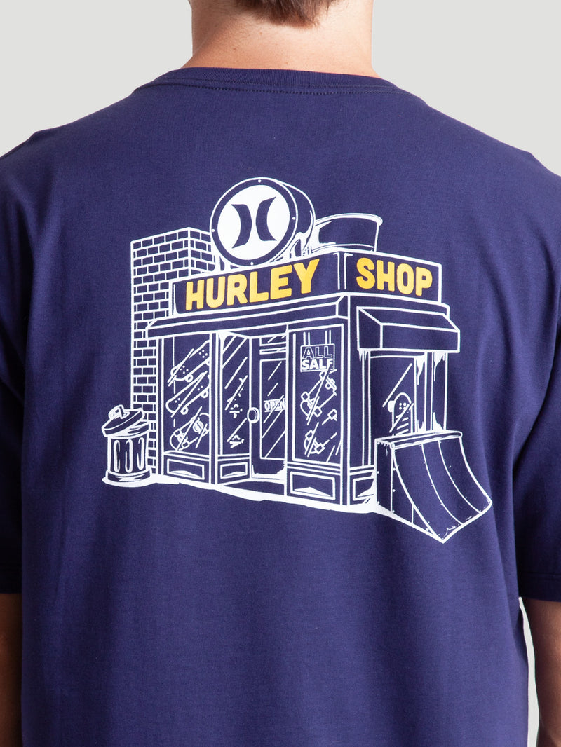Camiseta Manga Curta Azul Hurley Shop