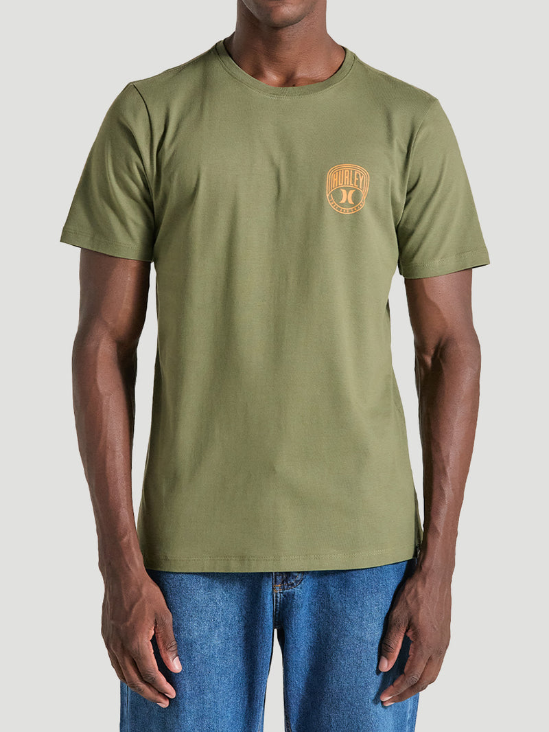 Camiseta Básica Verde Militar Hurley Escudo