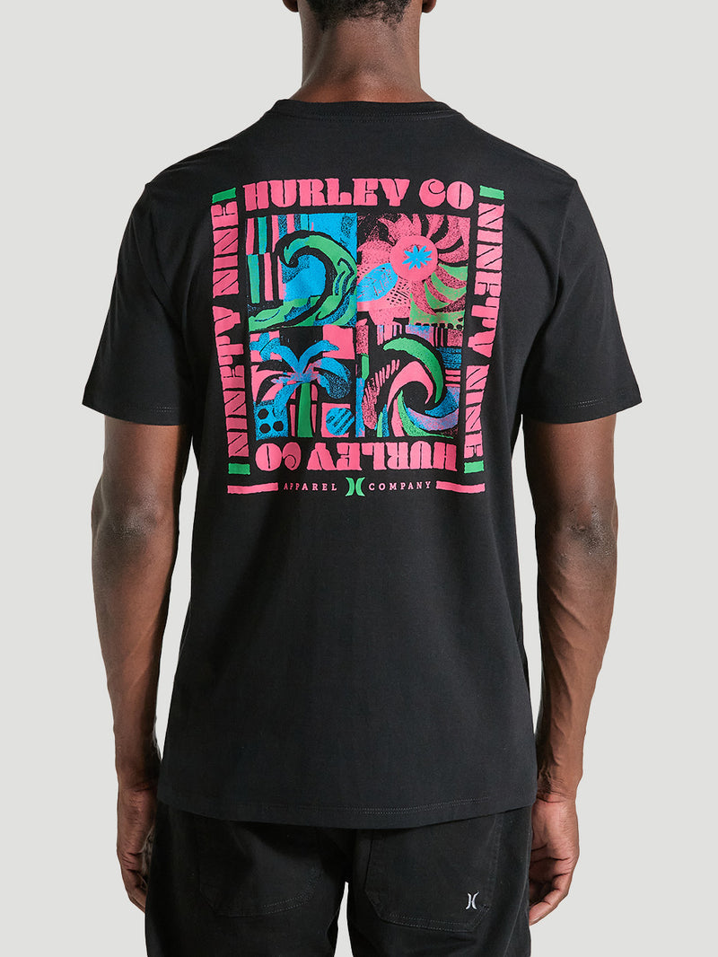 Camiseta Manga Curta Preta Estampada Hurley Surf Noise