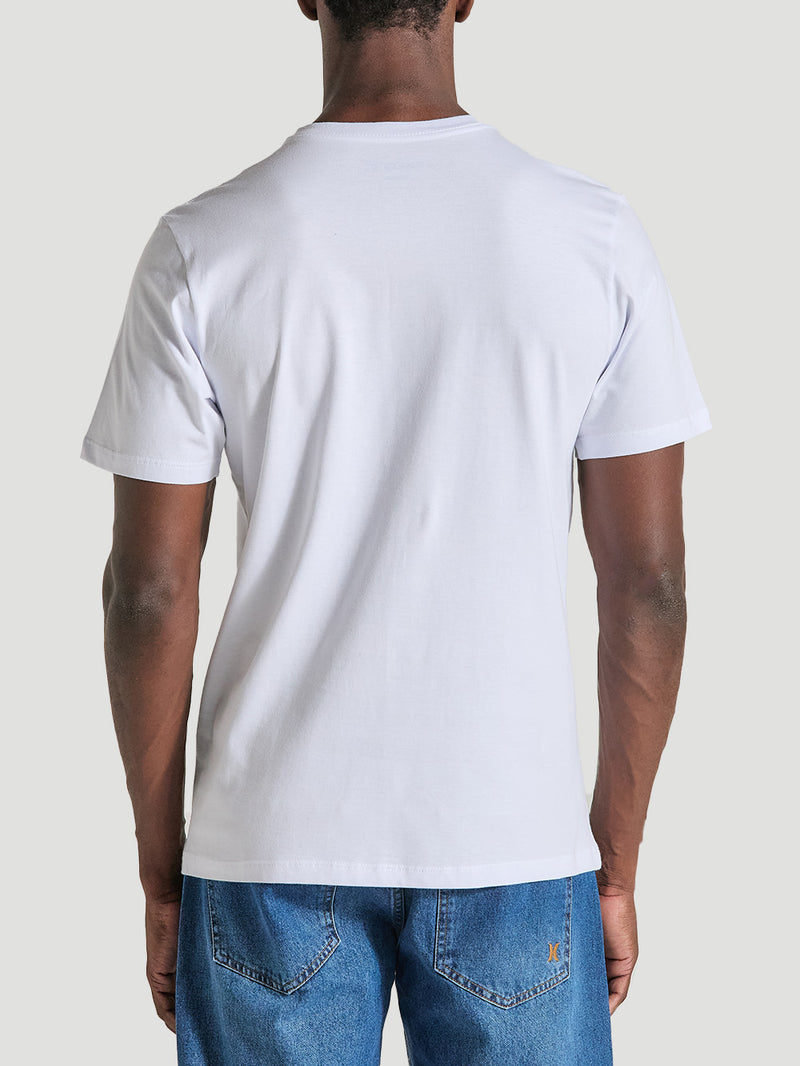 Camiseta Branca com Estampa Frontal Manga Curta Hurley Monster