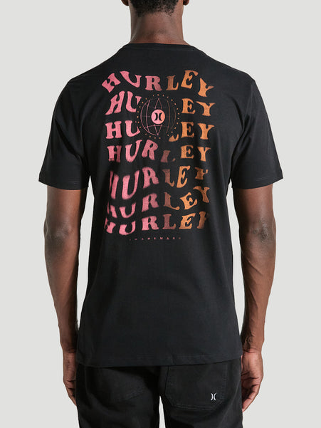 Camiseta de Algodão Preta Manga Curta Hurley Level