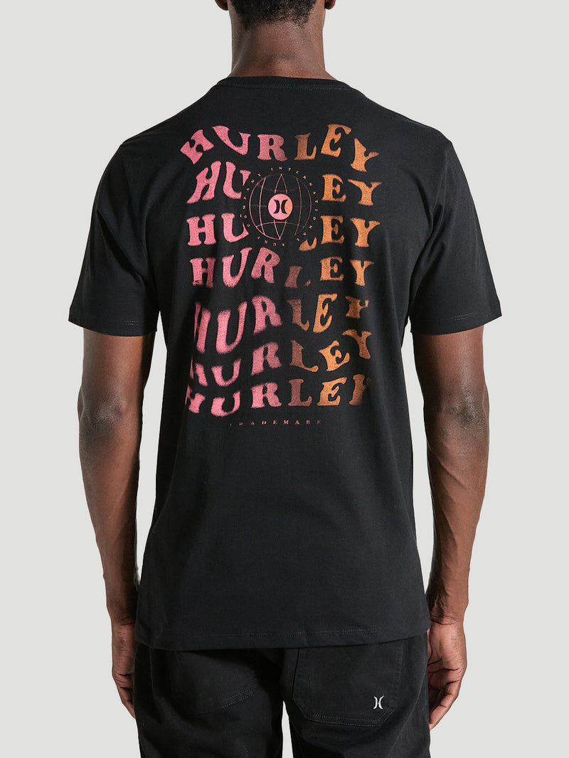 Camiseta de Algodão Preta Manga Curta Hurley Level