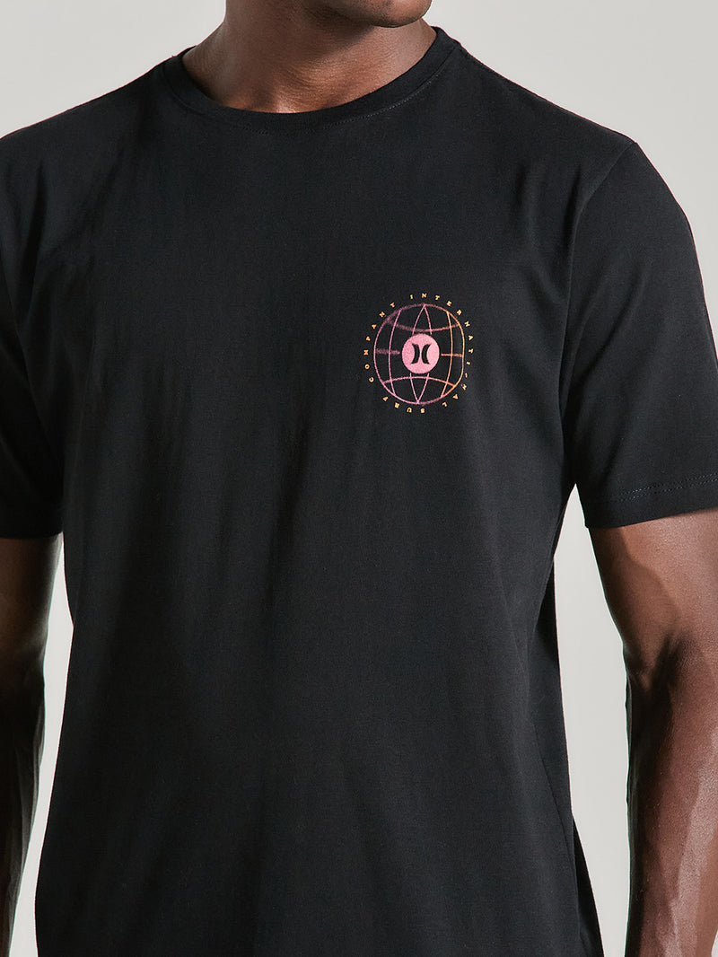 Camiseta de Algodão Preta Manga Curta Hurley Level