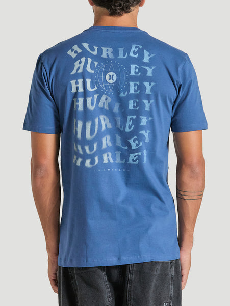 Camiseta de Algodão Azul Manga Curta Hurley Level
