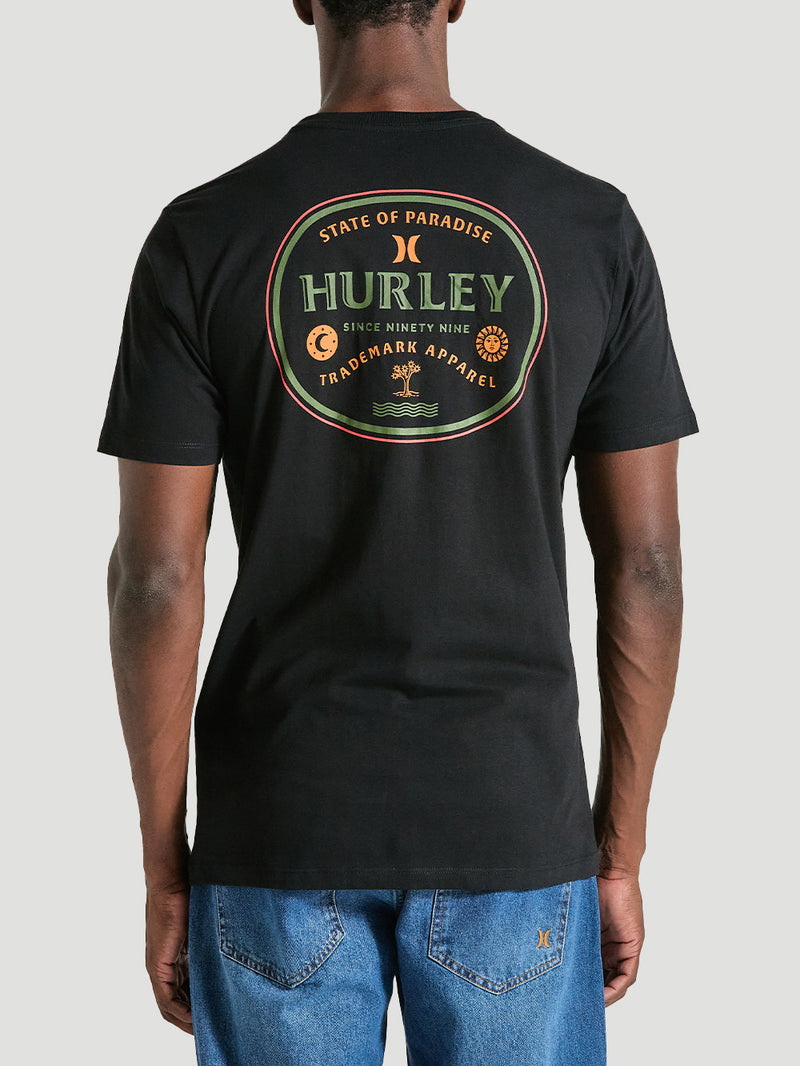 Camiseta Preta Básica Manga Curta Hurley Bottle