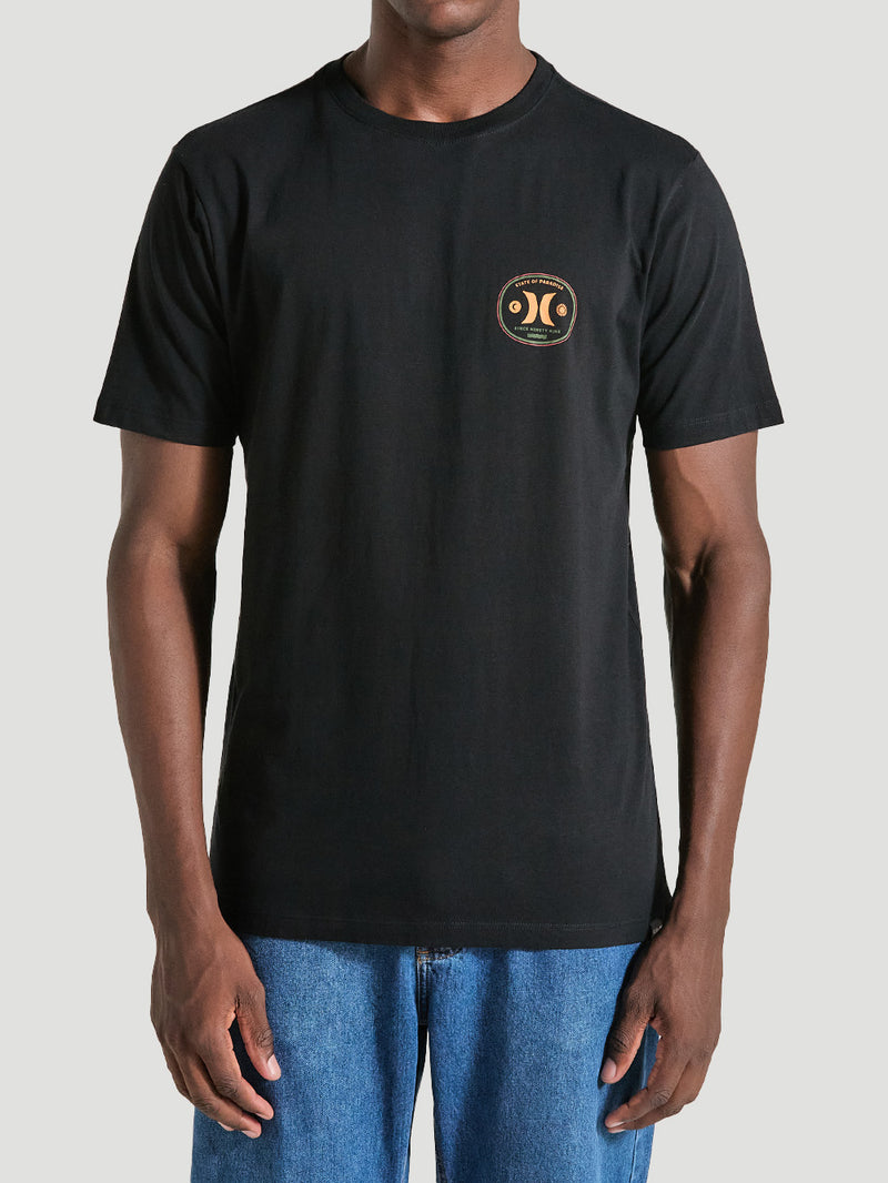 Camiseta Preta Básica Manga Curta Hurley Bottle