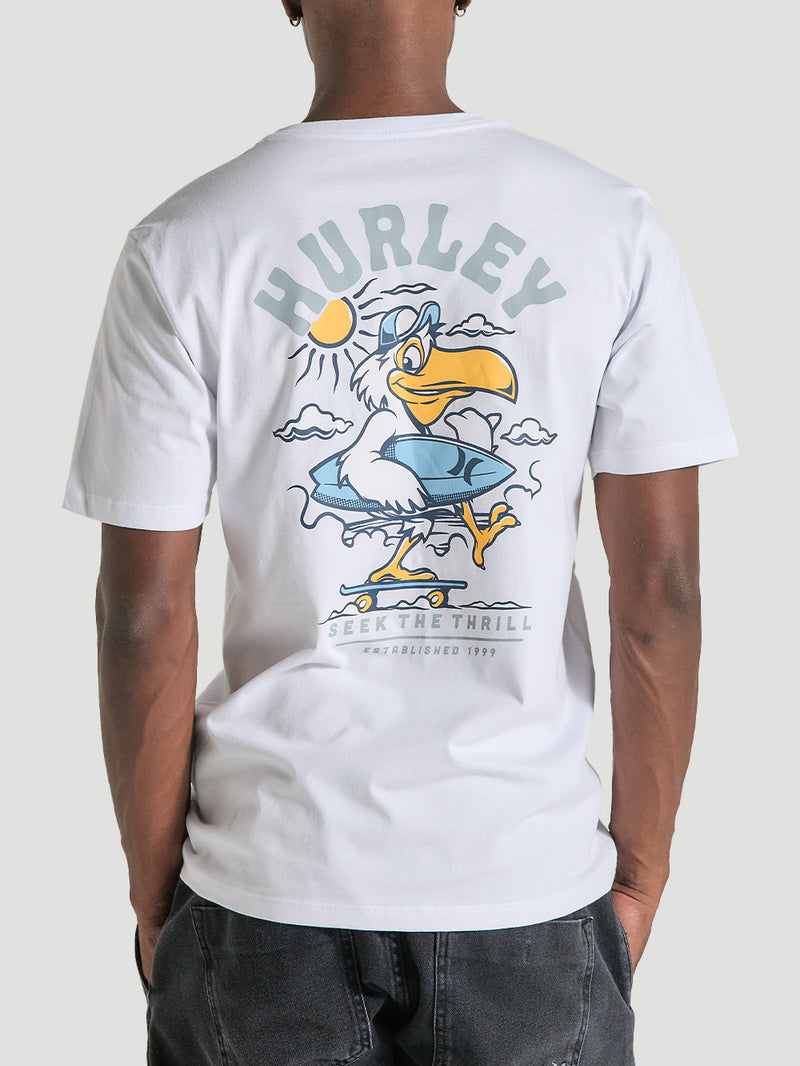 Camiseta Slim Básica Manga Curta Branca Hurley Seek