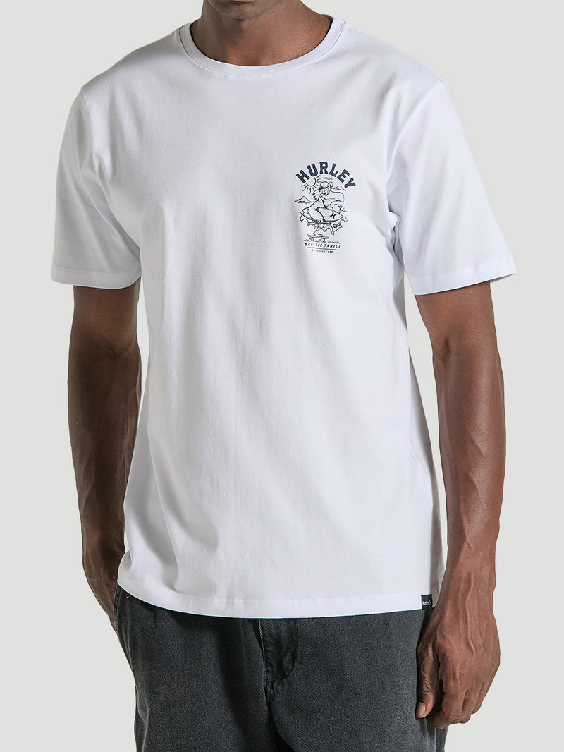 Camiseta Slim Básica Manga Curta Branca Hurley Seek