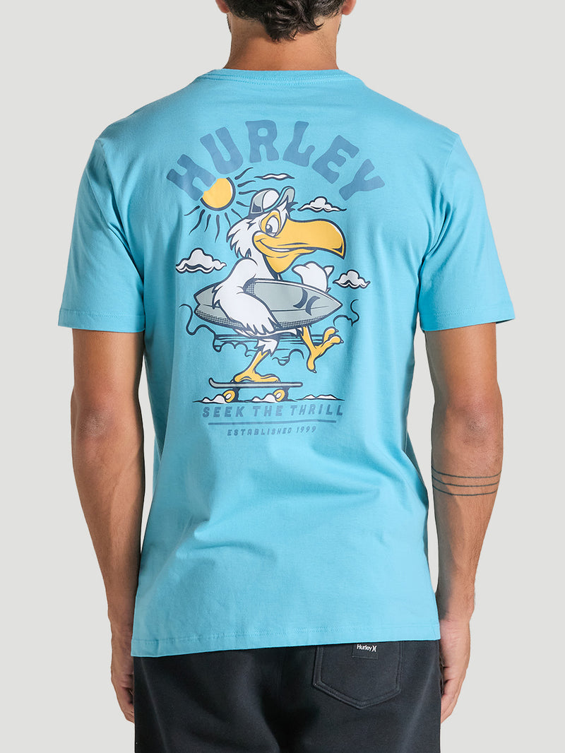 Camiseta Slim Básica Manga Curta Azul Hurley Seek