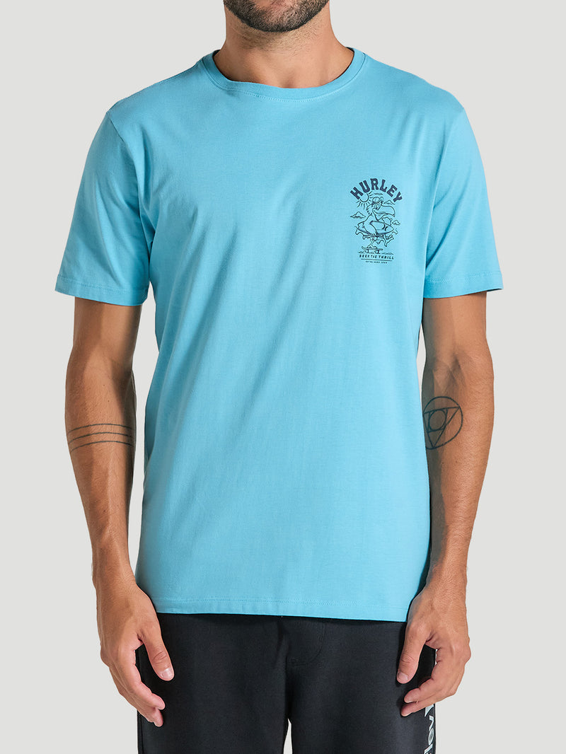 Camiseta Slim Básica Manga Curta Azul Hurley Seek