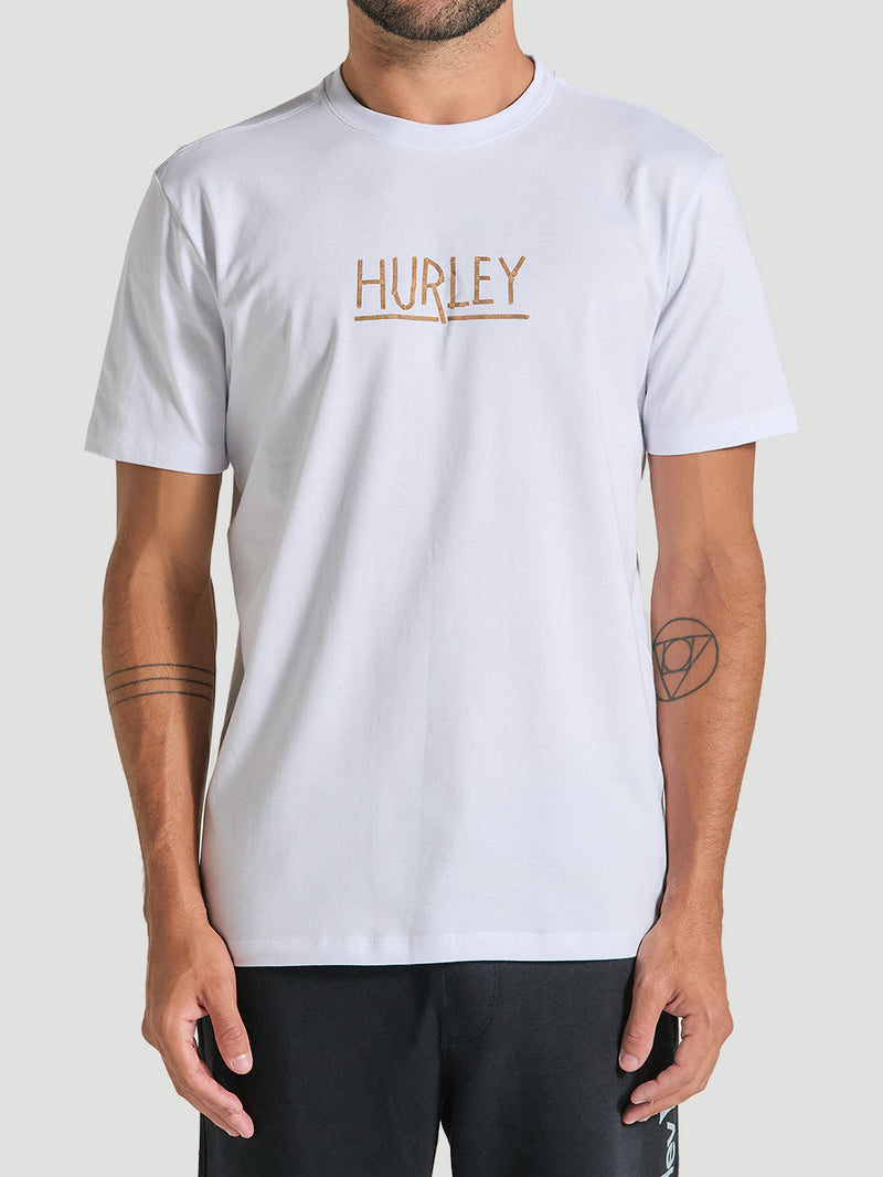 Camiseta Estampada Algodão Branca Hurley Shark