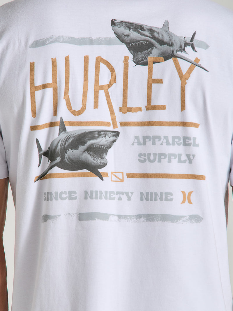Camiseta Estampada Algodão Branca Hurley Shark
