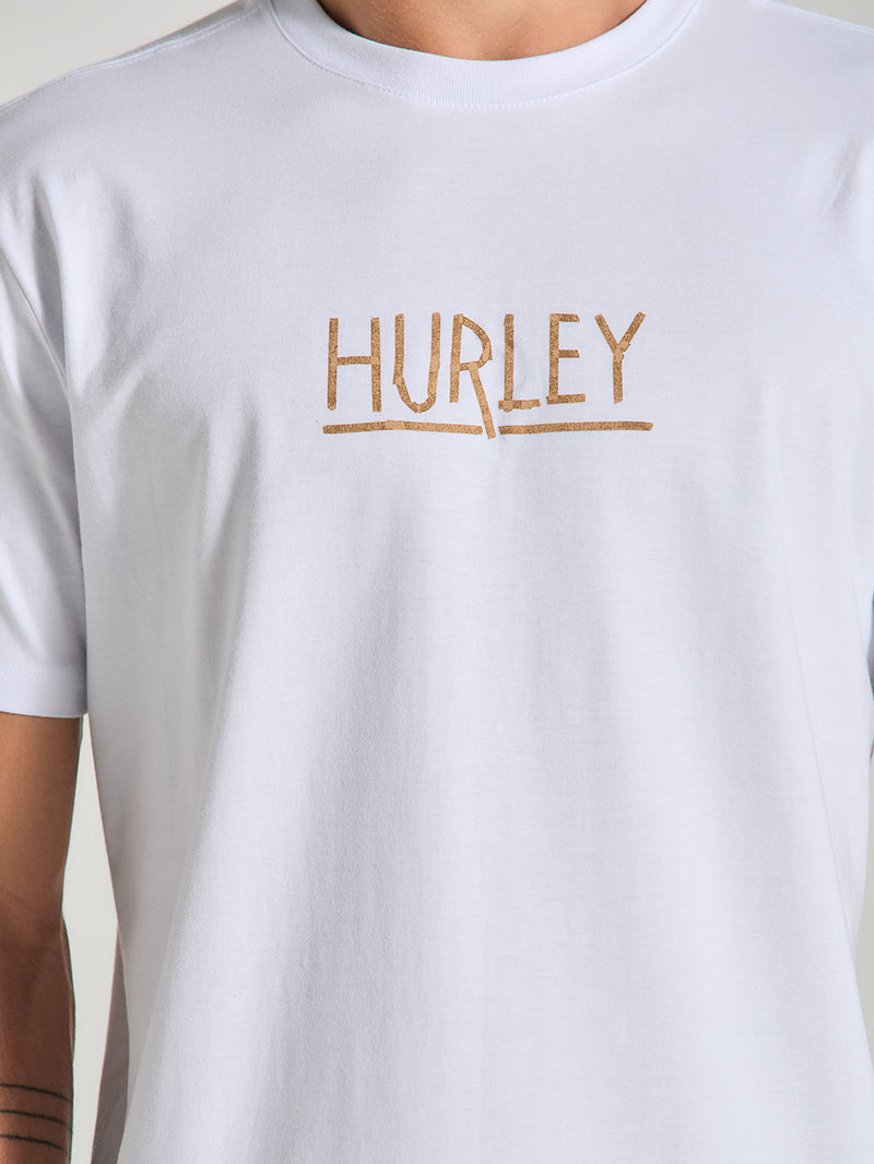 Camiseta Estampada Algodão Branca Hurley Shark