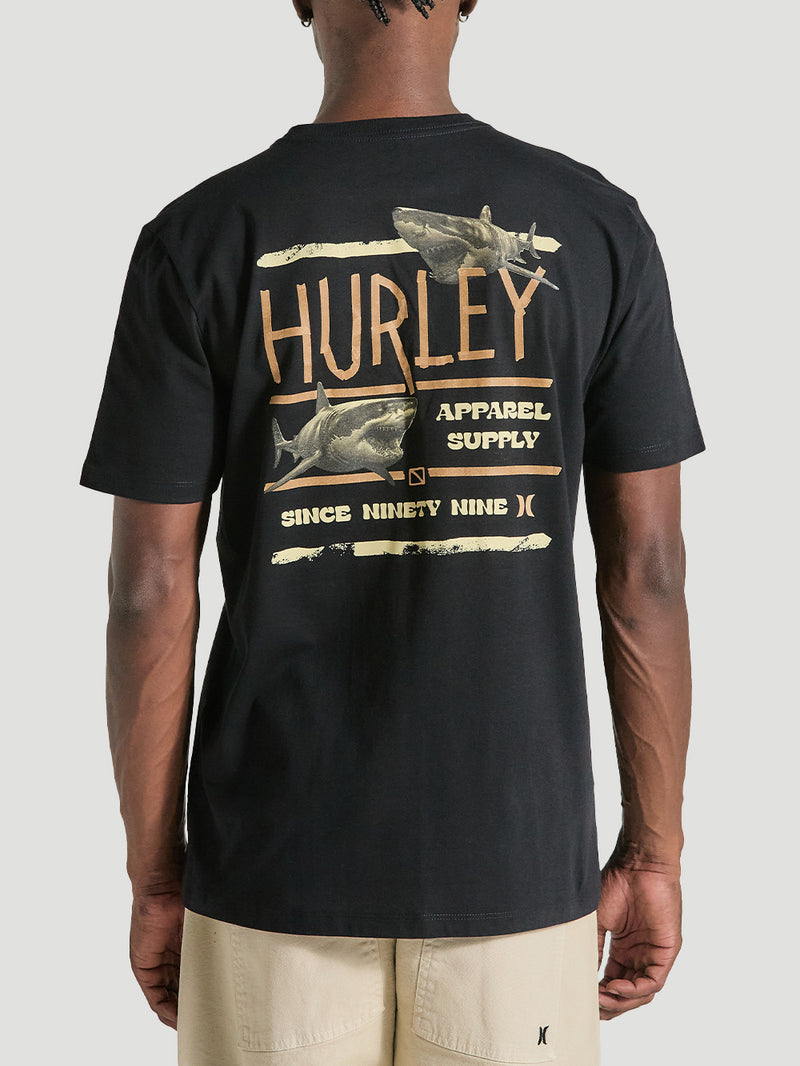 Camiseta Estampada Algodão Preta Hurley Shark