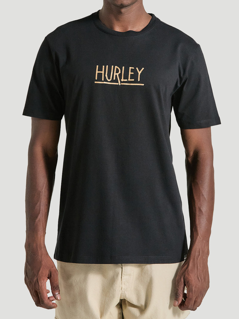 Camiseta Estampada Algodão Preta Hurley Shark