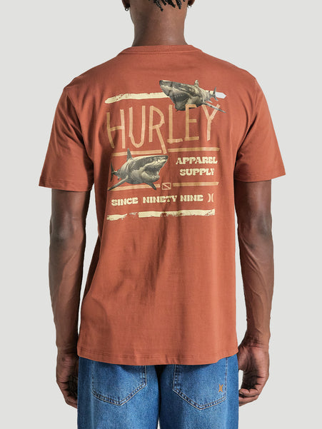 Camiseta Estampada Algodão Marrom Hurley Shark