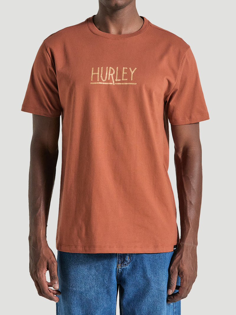 Camiseta Estampada Algodão Marrom Hurley Shark