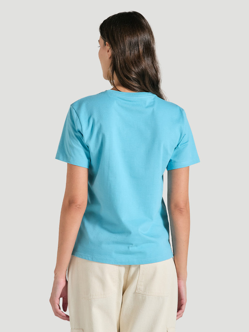 Camiseta Feminina Básica Azul Manga Curta Hurley Line