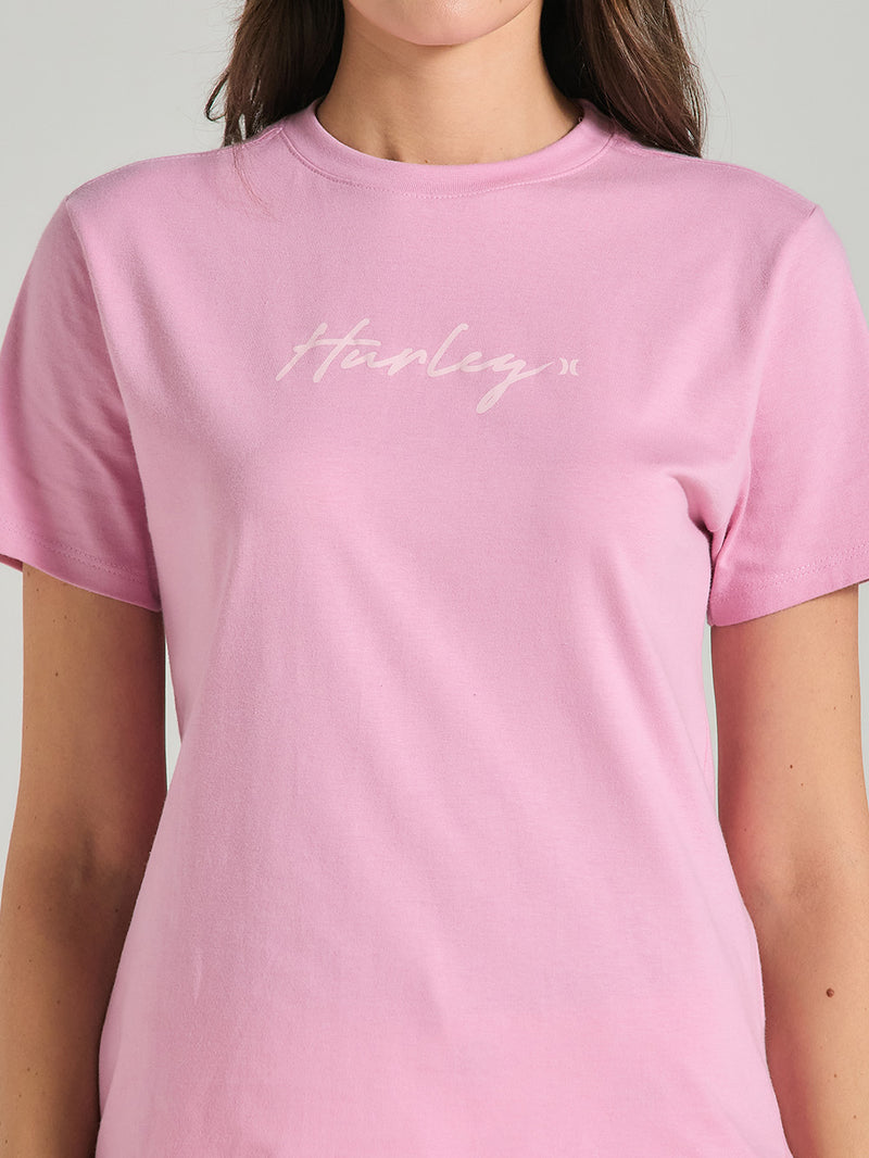 Camiseta Feminina Básica Rosa Manga Curta Hurley Line