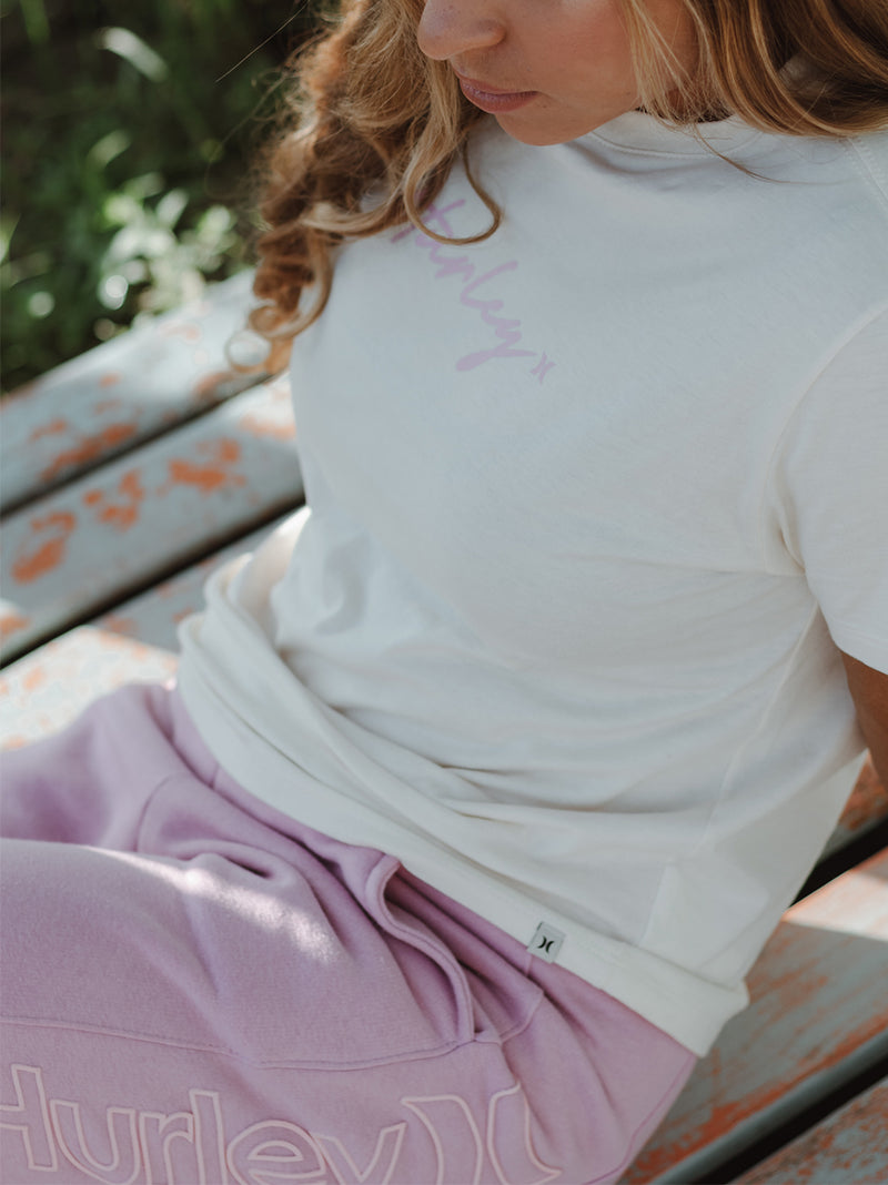 Camiseta Feminina Off White Manga Curta Hurley Line
