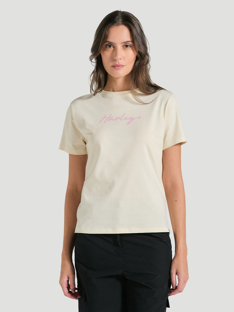 Camiseta Feminina Off White Manga Curta Hurley Line