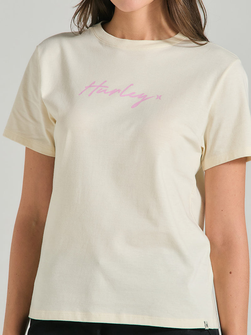 Camiseta Feminina Off White Manga Curta Hurley Line
