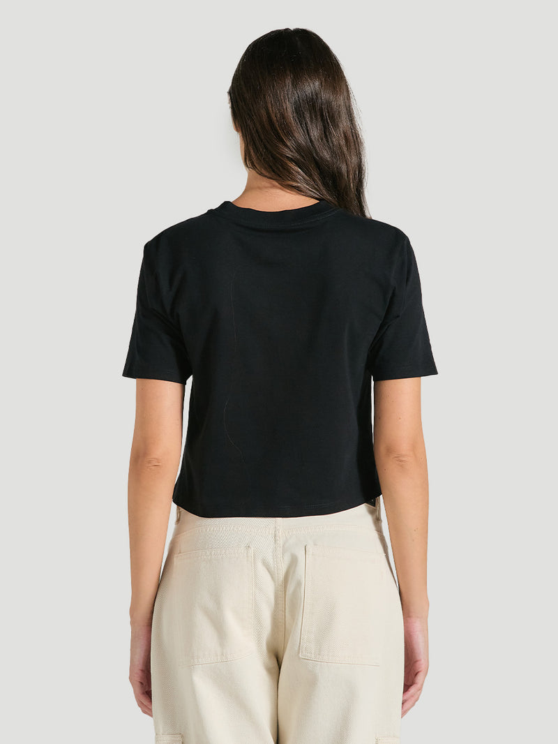 Camiseta Cropped Preta Manga Curta Hurley Line