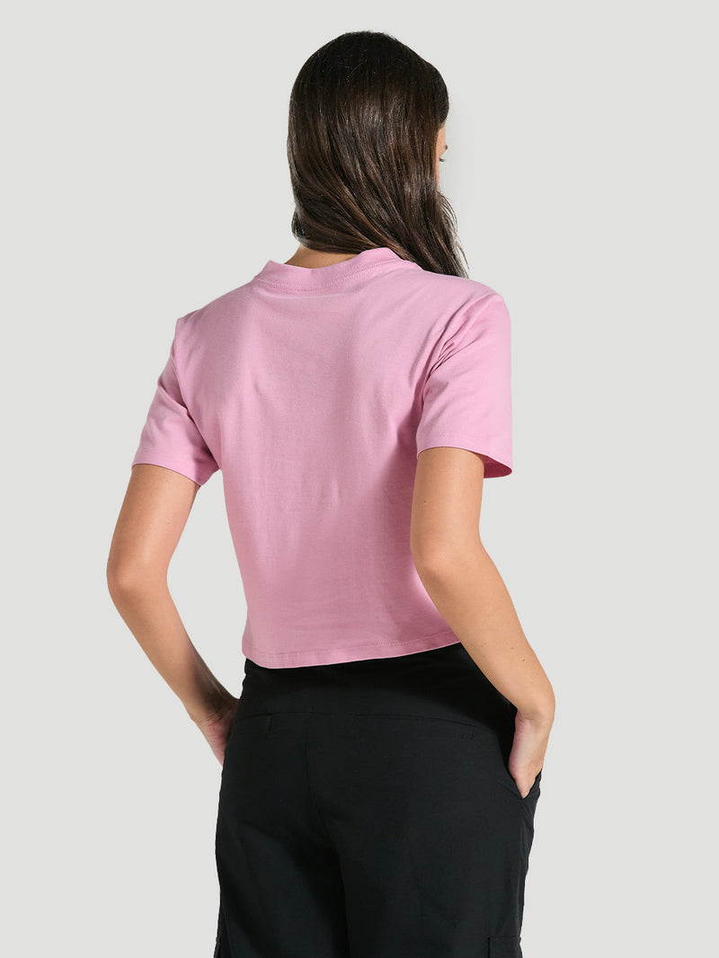 Camiseta Cropped Rosa Manga Curta Hurley Line