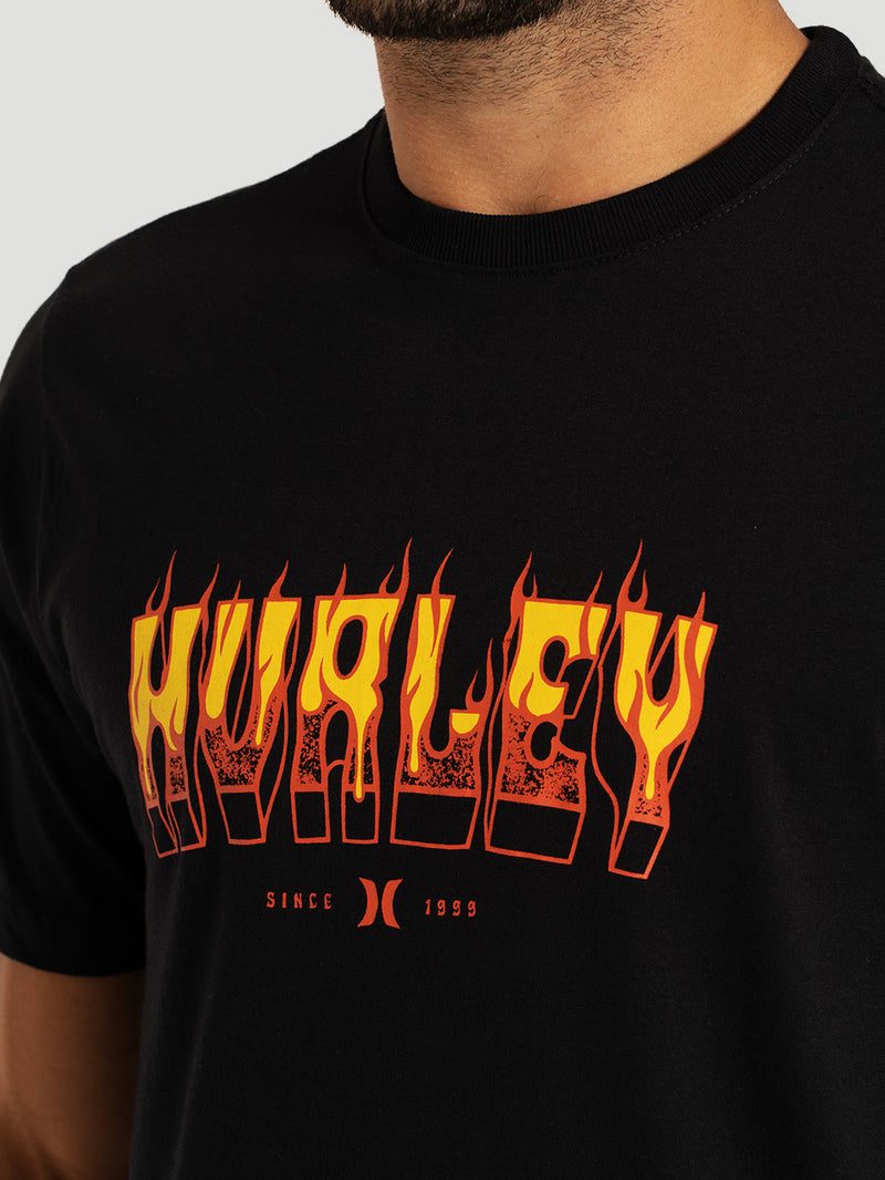 Camiseta Manga Curta Preta Hurley Flame